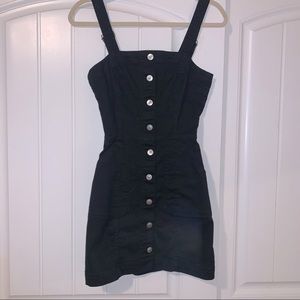 H&M black denim button down dress